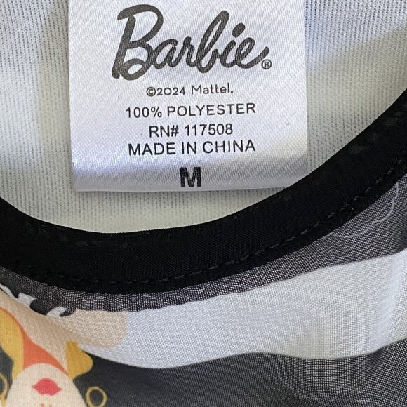 Target Girls' Barbie Retro Character Chiffon Dress White/Black Sleeveless Size M - Picture 4 of 7
